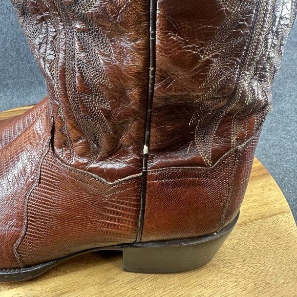 Dan Post Men's Vintage Teju Lizard Antique Tan Boots Model DP2351R Size 10.5 D - Picture 8 of 16